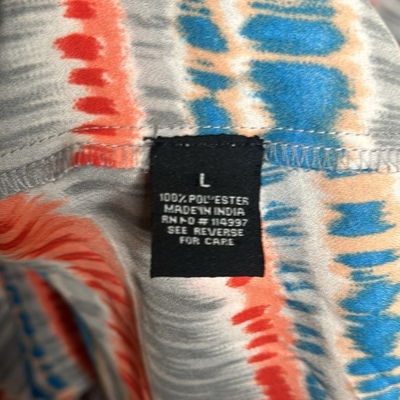 Tolani Boho Ruffle Tiered Asymmetrical Maxi Skirt Gray Orange Blue Size Large - Picture 13 of 16